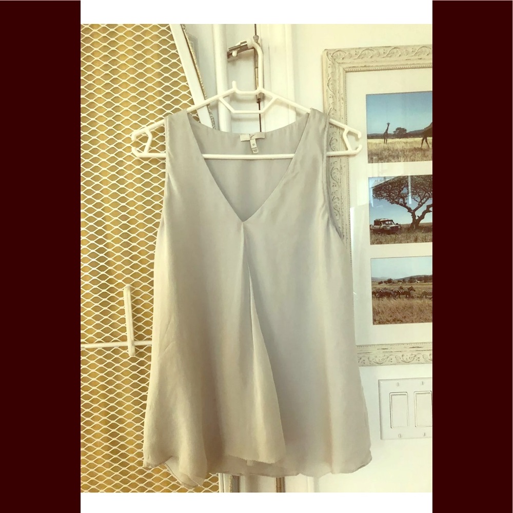Joie silk v neck tank silver/grey/gray